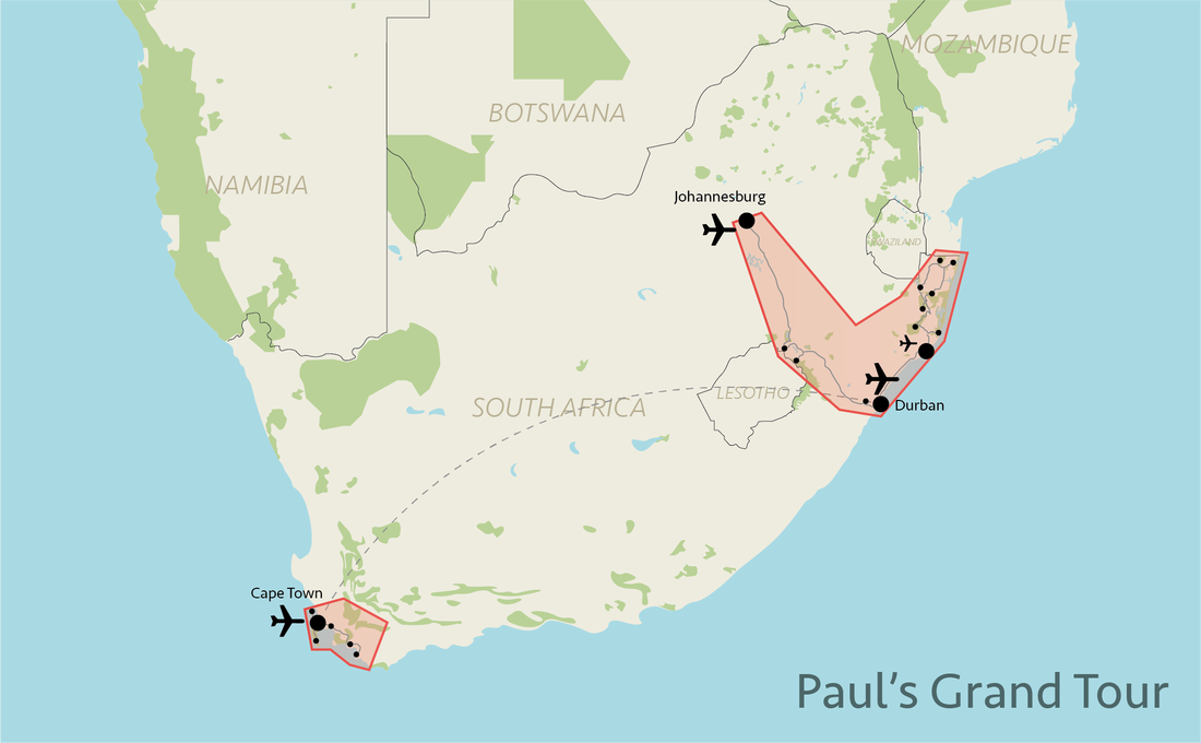 Kaart ligging Paul's Grand Tour 