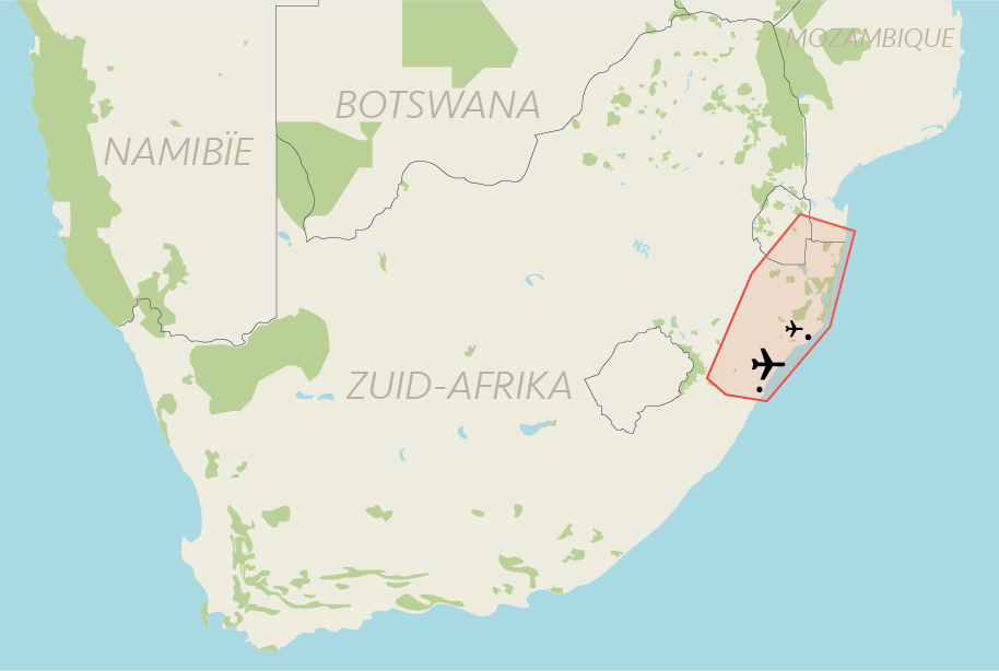 Kaart ligging Elephant Coast Safari's op maat