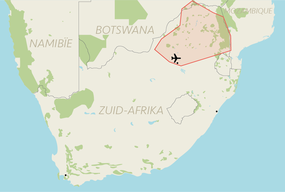 PictureKaart ligging Kruger en noordelijk Zuid-Afrika